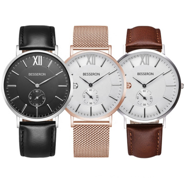 Trend Men Watches Stainless Steel Quartz wristwatch with Luxury Box Prefect Watch Christmas Gifts Set